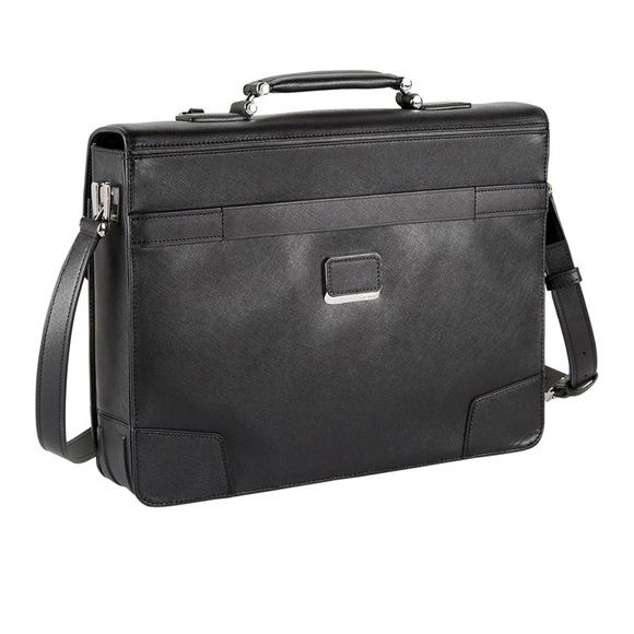 Tumi astor dorilton slim flap embossed leather briefcase Black. Real leather. - Picture 2 of 8